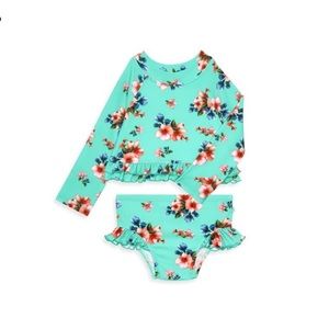 Posh Peanut Baby Girl's Aisha Rashguard Top & Ruffle Bloomer Set